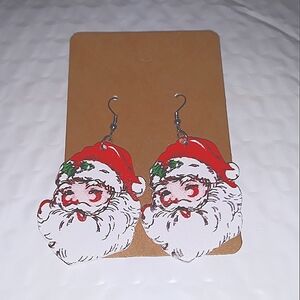 CUTE Christmas Holiday  Earrings "Old World Santa Holly Hat" NEW NWT Great Gift